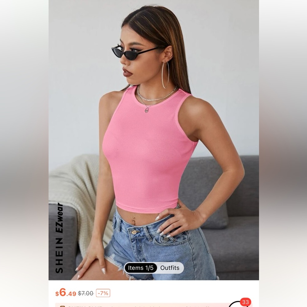 shein pink tank